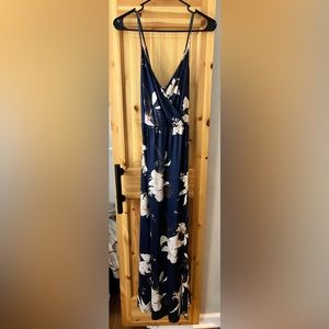 Long Navy Silk Dress
